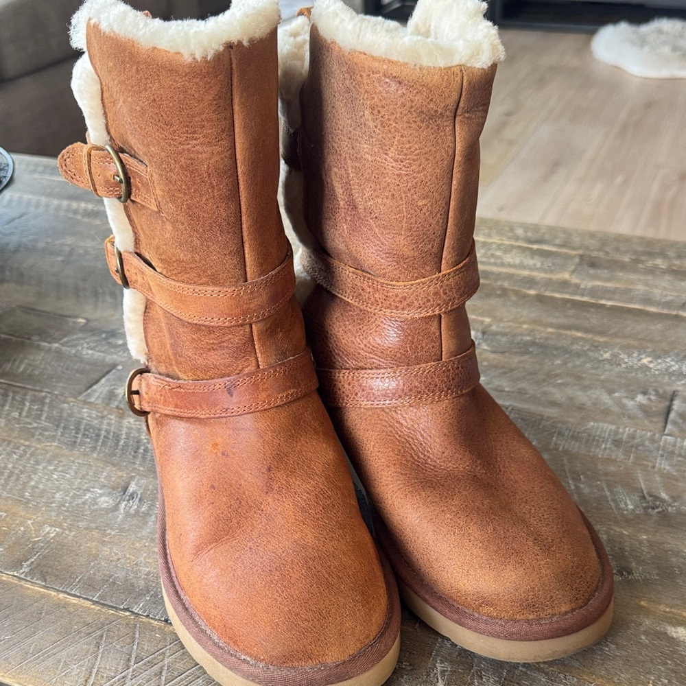UGG Buckle Brown Shearling-Lined Boots